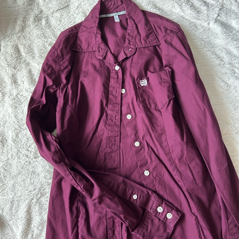 Cinch Maroon Button Down Rodeo Shirt
